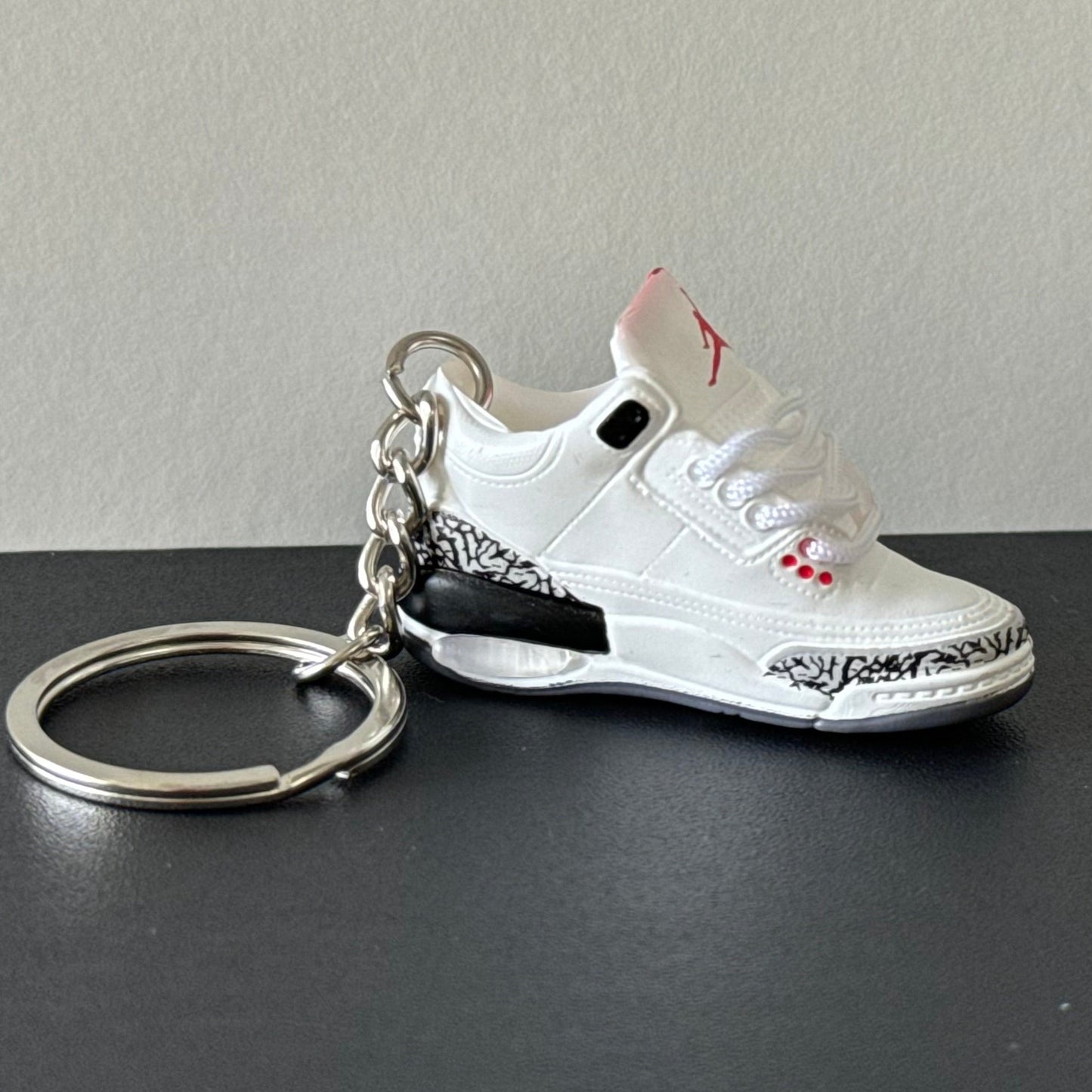 Mini 3D Sneaker Keyring - J3 "White Cement"