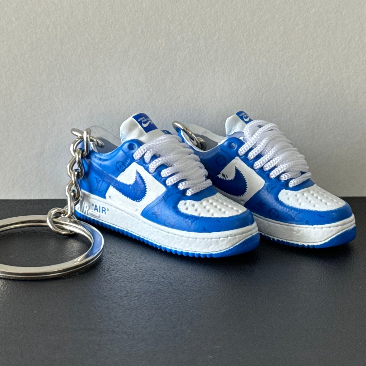 Mini 3D Sneaker Keyring - "AirForce 1 x LV - Blue"