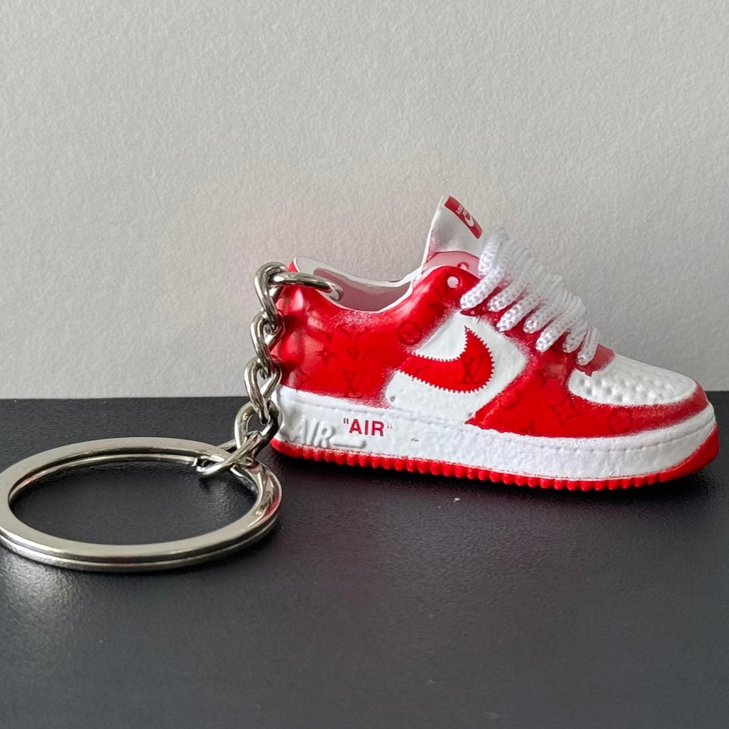 Mini 3D Sneaker Keyring - "AirForce 1 x LV - Red"