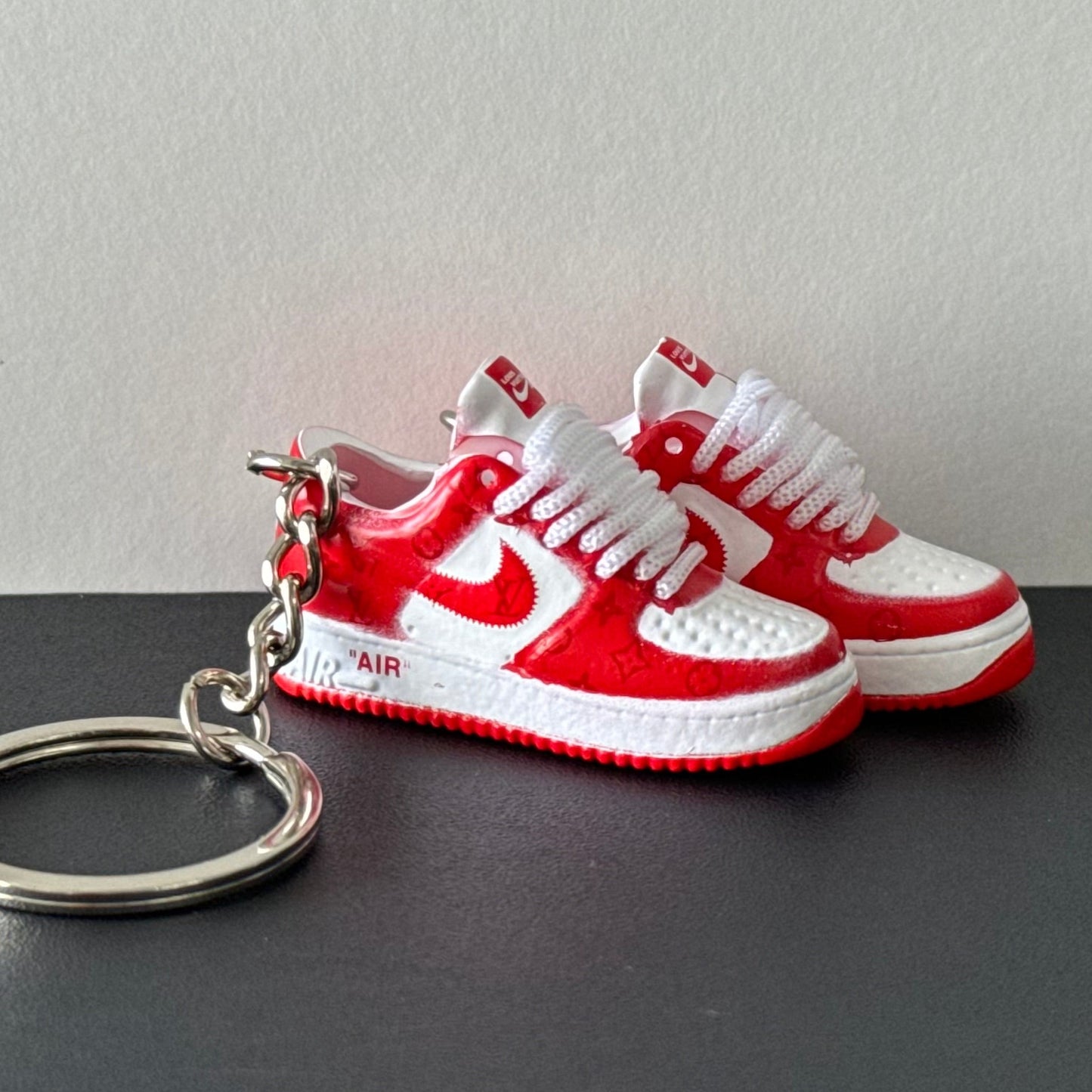 Mini 3D Sneaker Keyring - "AirForce 1 x LV - Red"