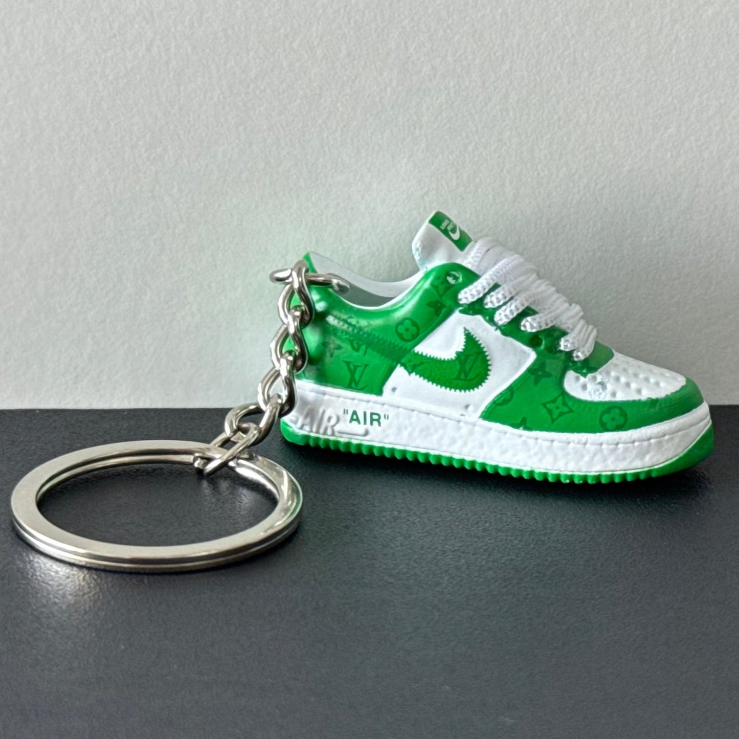 Mini 3D Sneaker Keyring - "AirForce 1 x LV - Green"