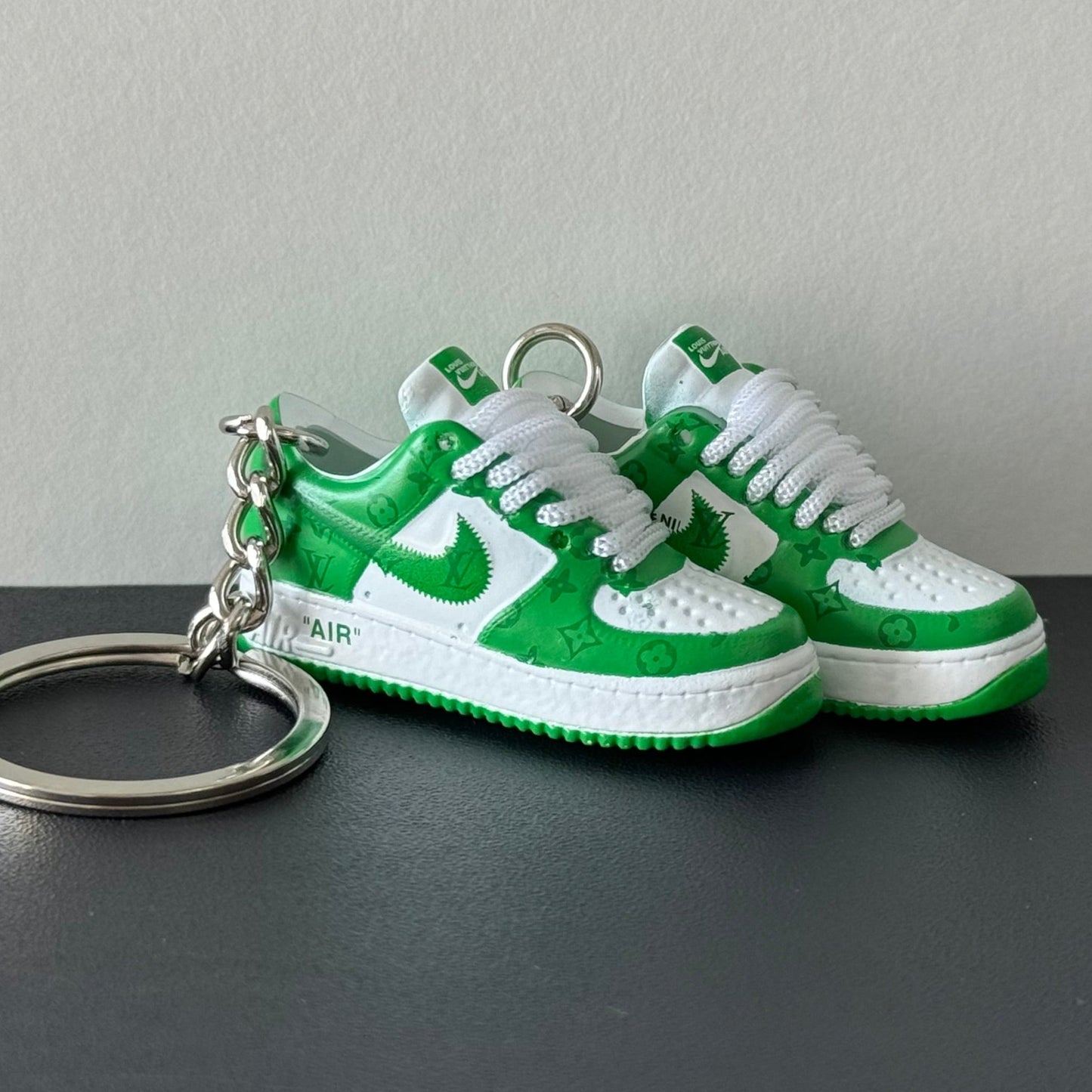 Mini 3D Sneaker Keyring - "AirForce 1 x LV - Green"