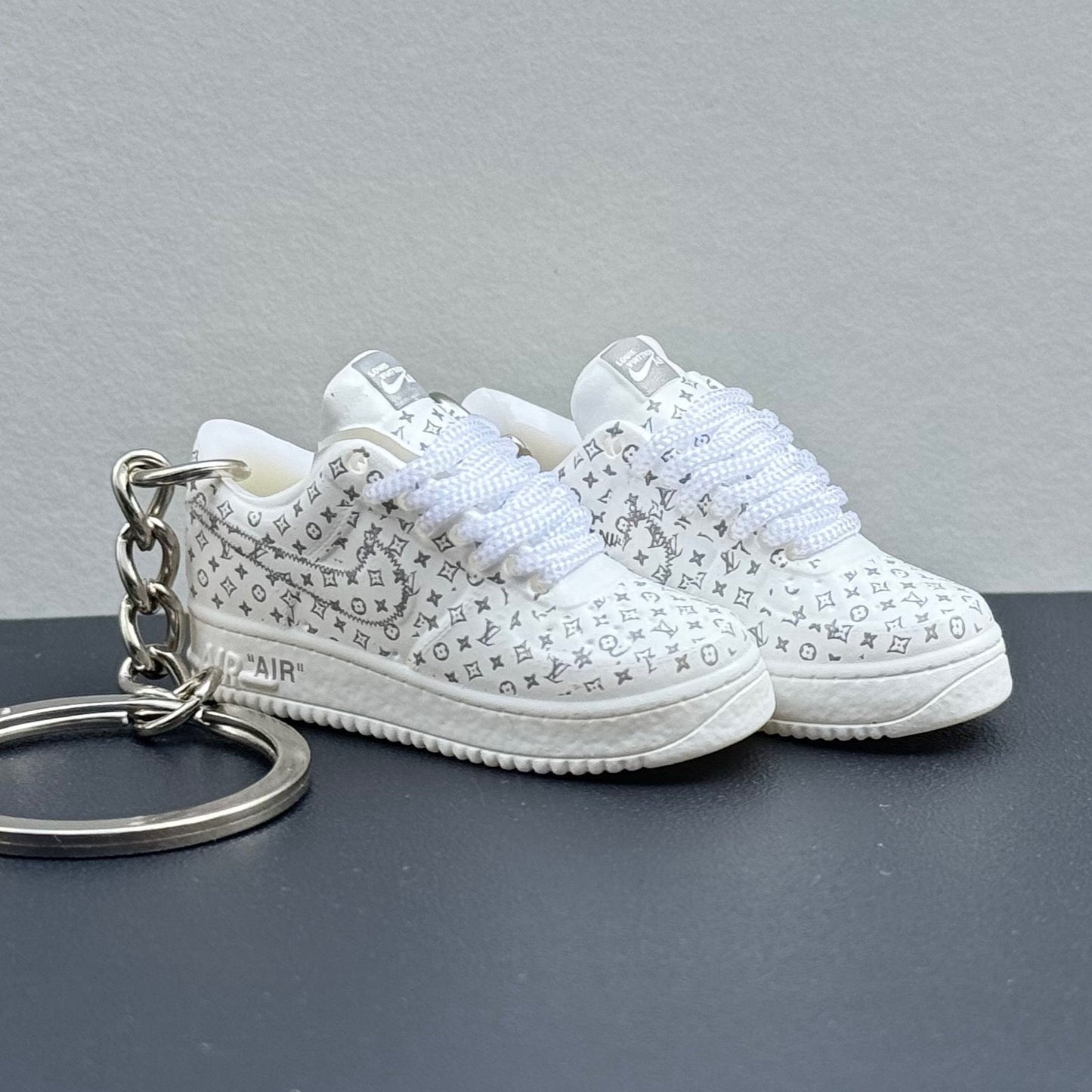 Mini 3D Sneaker Keyring - "AirForce 1 x LV - White"