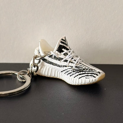 Mini 3D Sneaker Keyring - Yeezy "Zebra"