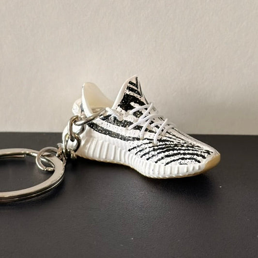 Mini 3D Sneaker Keyring - Yeezy "Zebra"