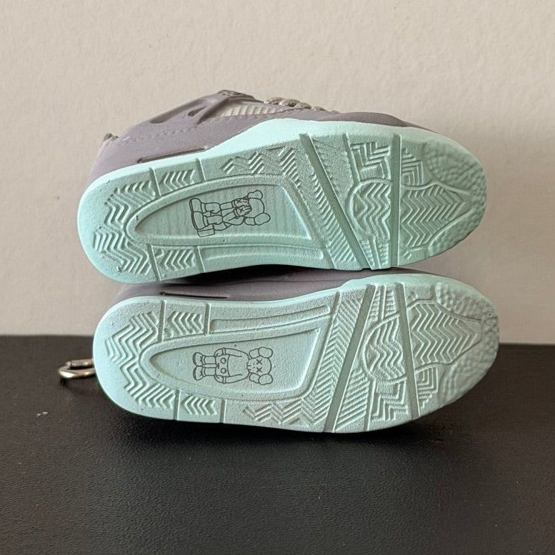 Mini 3D Sneaker Keyring - J4 "KAWS" Grey