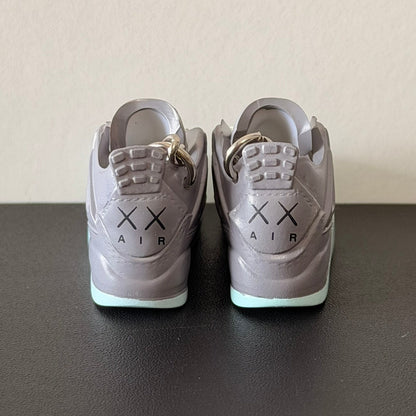 Mini 3D Sneaker Keyring - J4 "KAWS" Grey