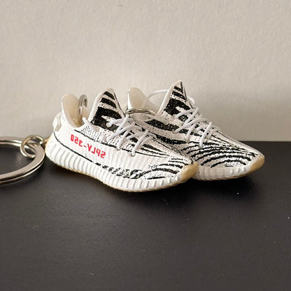 Mini 3D Sneaker Keyring - Yeezy "Zebra"