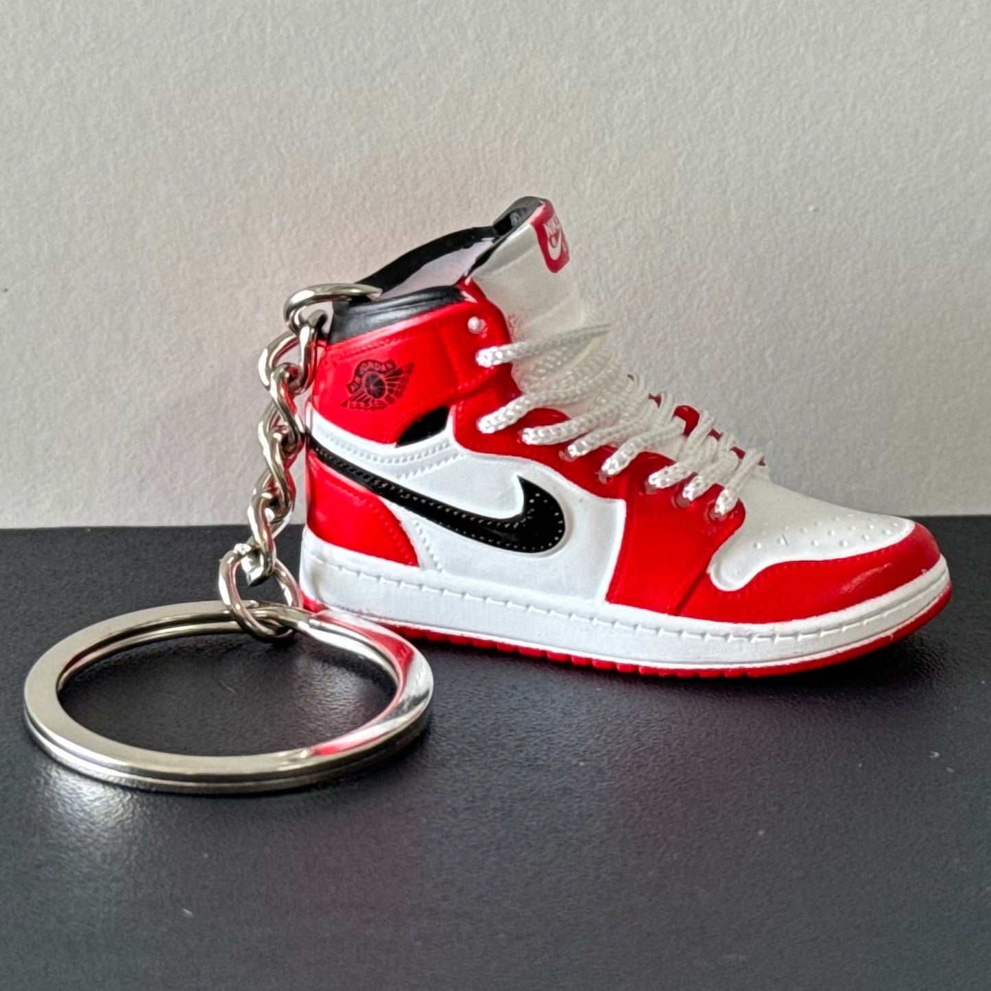 Mini 3D Sneaker Keyring - J1 "Chicago" (White Lace)