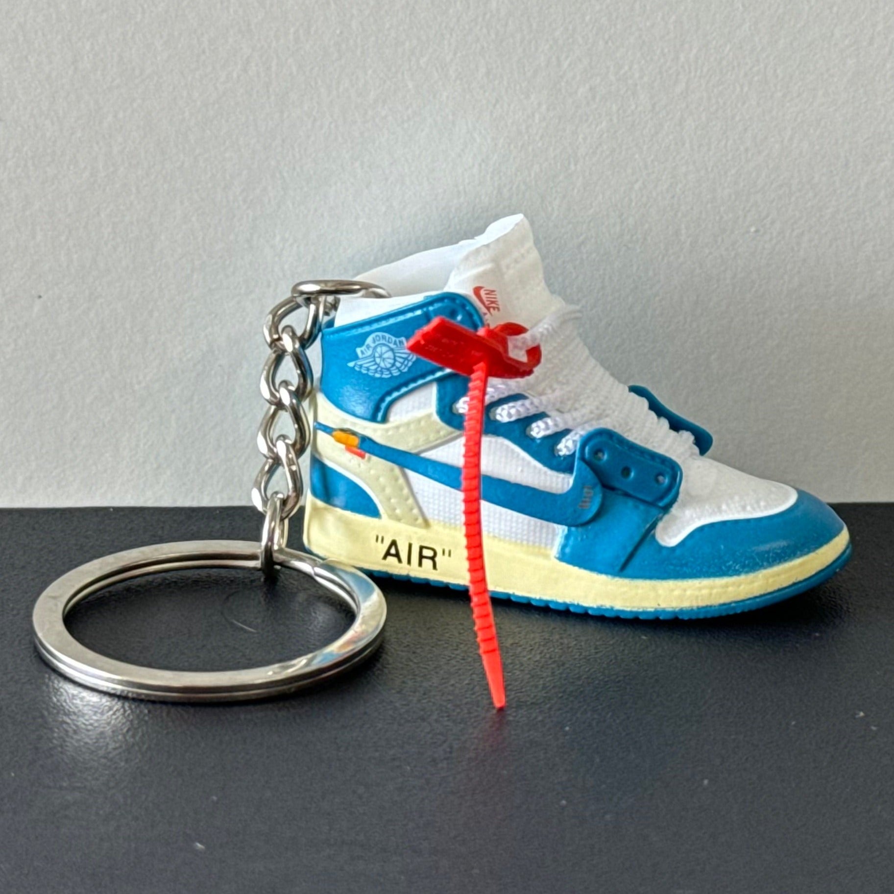 Mini 3D Sneaker Keyring J1 UNC x Off White White Lace Monsta Kicks Co