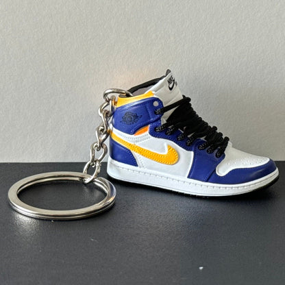 Mini 3D Sneaker Keyring - J1 "Lakers"