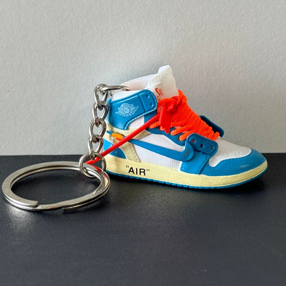 Mini 3D Sneaker Keyring - J1 "UNC x Off White" (Orange Lace)