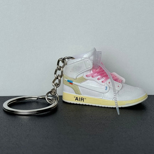 Air Jordan 1 3D Keyring - White x Off White (Pink Lace)